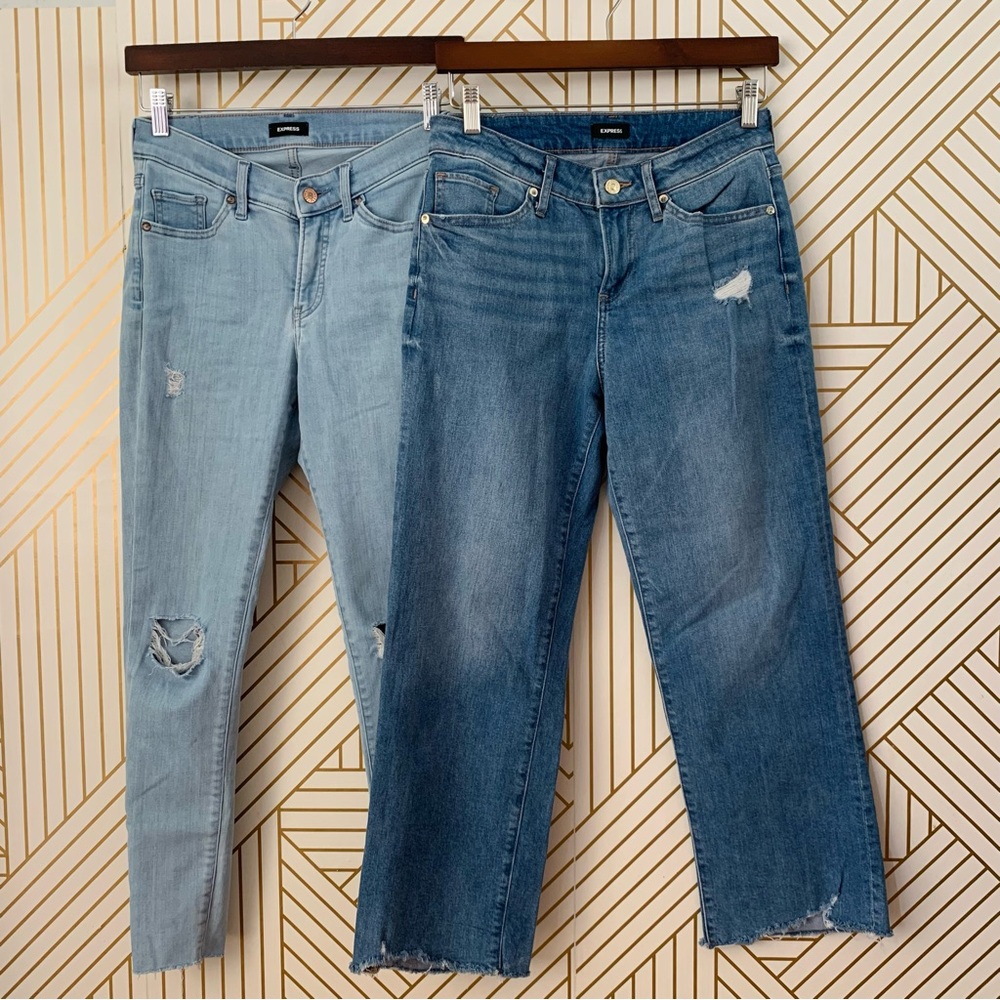 Express‎ Jean lot Modern Skinny Low rise 90s ankle boot Mid rise raw hem 2 2R